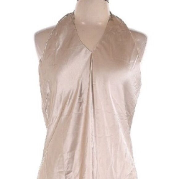 NEW Quince Silk Stretch Washable Twist Halter Midi Backless Dress Cream Size L - Picture 3 of 14